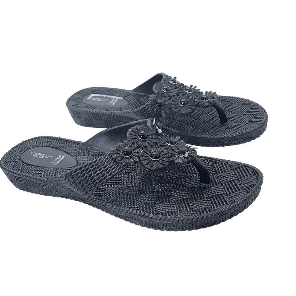 Capelli of New York Black Textured Sandals